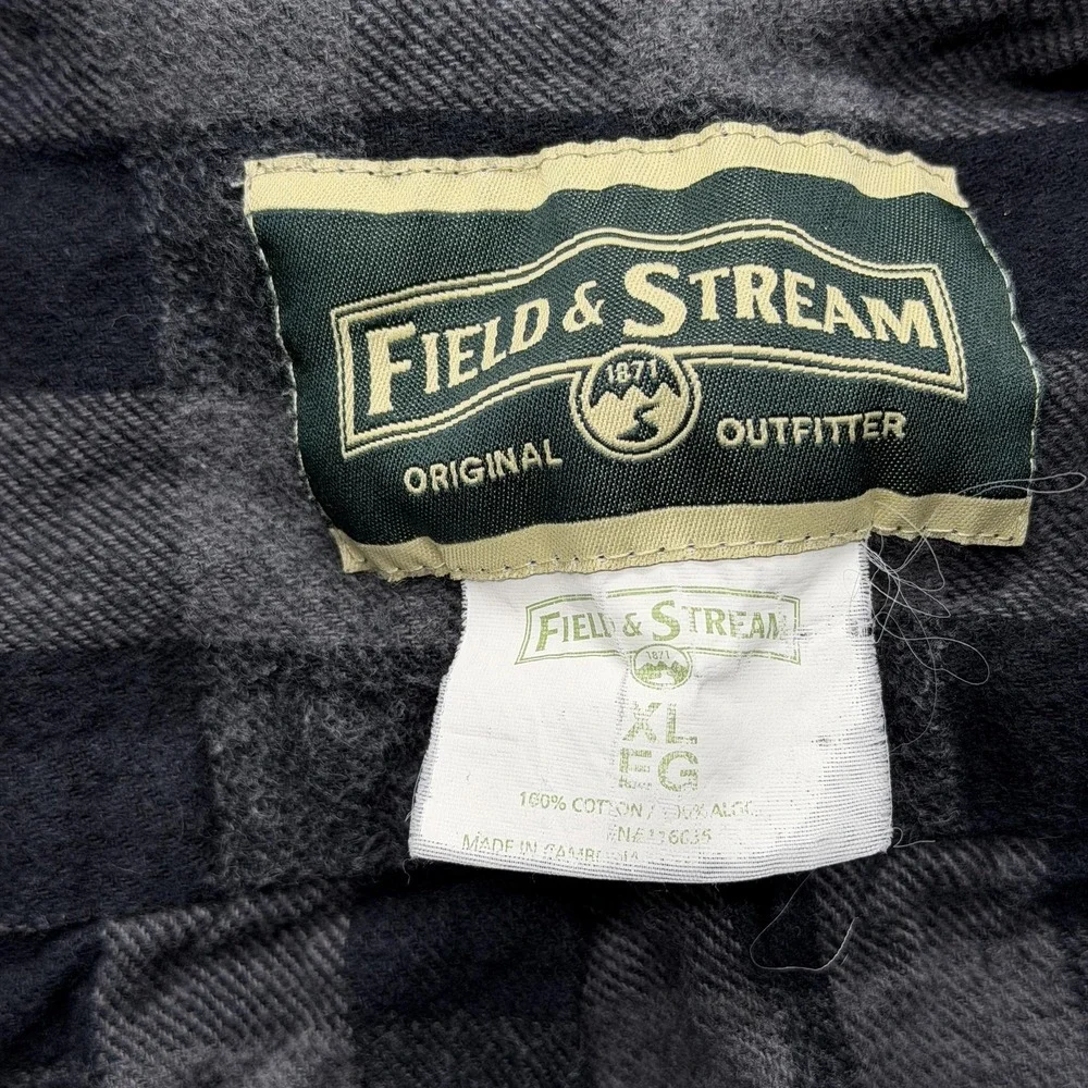 Field & Stream Shirt Mens XL‎ Black Plaid Flannel Button Up Long Sleeve Relaxed